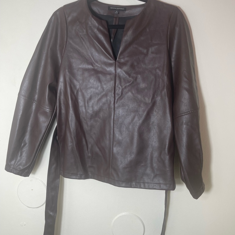 Banana Republic brown vegan leather jacket - Picture 2 of 8